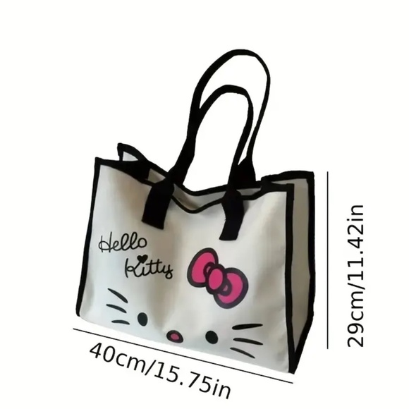 NIP! Hello Kitty Black and White Canvas Tote Bag! - Picture 3 of 3